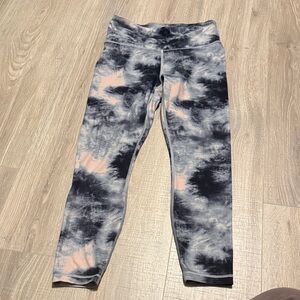 Athleta Black and Pink Tie-Dye Leggings